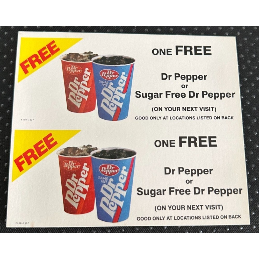 NOS Vintage Dr Pepper Free Drink Coupon Printer Proofs Soda Ephemera Advertising